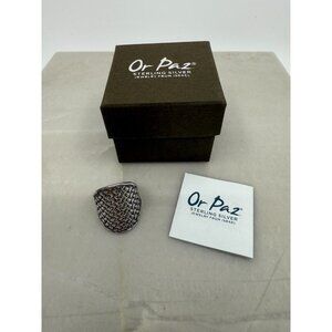 Or Paz Sterling Silver Woven Basket‎ Weave Ring Size 10 Hammered Art To Wear